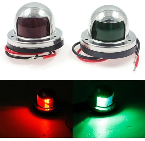JT-HLM 1 Pair 12V LED Navigation Light, Red & Green LED Navigation Light Lamp, Waterproof port and starboard lights for 20m Boat Maximum Navigation Warning Light