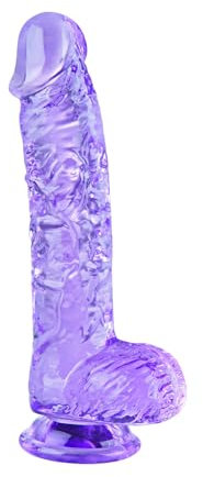 Piccolo dildo realistico viola da 16,5 cm carino con ventosa, dildo sottile con testicoli, sex toy per adulti per punto G vaginale e piacere anale, adatto a utenti/donne/uomini inesperti