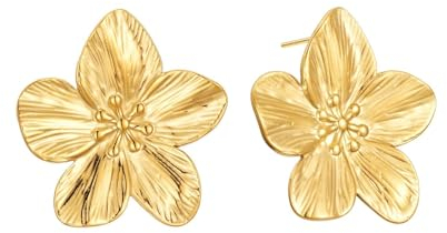 Aidenn Blumen Ohrringe Gold Groß,Blume Tropfen Ohrringe Boho Statement Flower Earrings Hypoallergene Modeschmuck für Damen