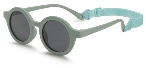 BTHRORO Occhiali da Sole Polarizzati per Bèbe, Silicone Rotondi Occhiali da Sole Con Regolabili Cinghia UV400 100% Protezione per Bambini da 0 mesi a 2 anni