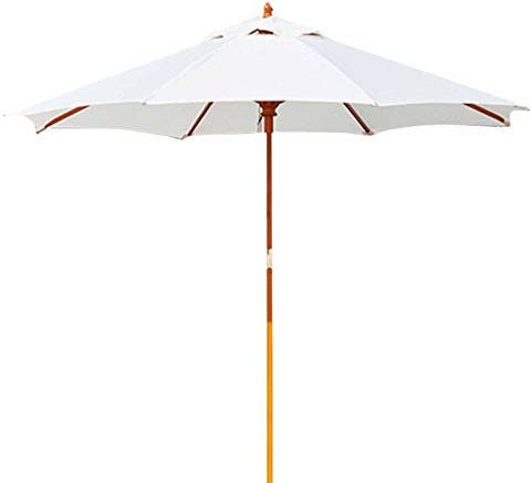Giardino 2,7 m/9ft Patio Tavolo da Mercato all'aperto ombrelloni e Ombrello Parasol di parasollo con palo in Legno per Mazzo, Cortile, Piscina, Spiaggia