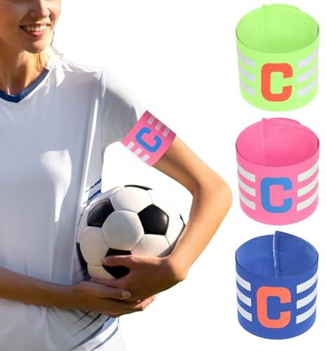 Fascia da capitano unisex, 3 pezzi, fascia elastica protettiva per il braccio per giovani, fasce regolabili da capitano per calcio, allenamento di squadra