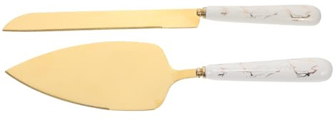Angoily Set 2 Pezzi Paletta e Taglierina per Dolci in Acciaio Resistente Manico Ceramica Antiscivolo Utensili da Cucina per Pizza Torta e Pane Forniture per Casa Ristorante e Hotel