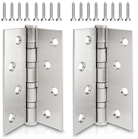 ECENCE Bisagra para Puerta de Acero Inoxidable 304 (V2A) 2 Piezas - Plata - Bisagra herraje con rodamiento cuádruple de bolas, Grosor de material 2,5 mm