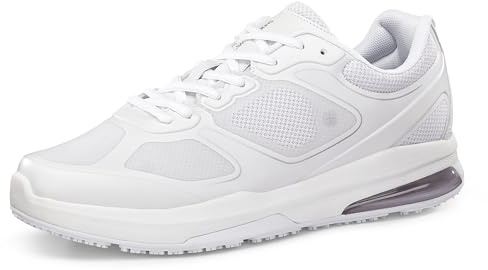 Shoes for Crews Evolution II, Zapatos de Trabajo Hombre con Suela Antideslizante y Protección contra Tropiezos, Zapatos Ligeros y Repelente al Agua, Blancos