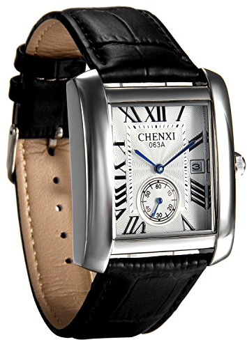 Avaner Montre Homme Quartz Cadran Numerique avec Secondes Calendrier Montre Bracelet Cuir