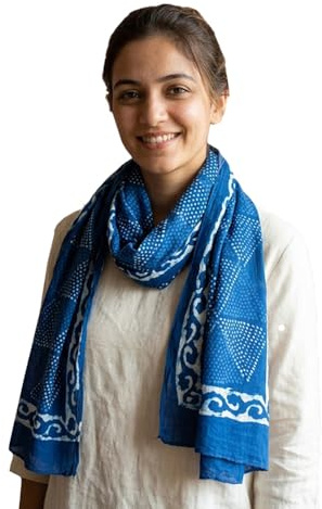 Rastogi Handicrafts Cotton Scarfs For Women’s Apparel Fabric Hand Block Printed Indian Traditional Design 70 x 20 Inch Mini Stoll For Girls (Scarfs-8)
