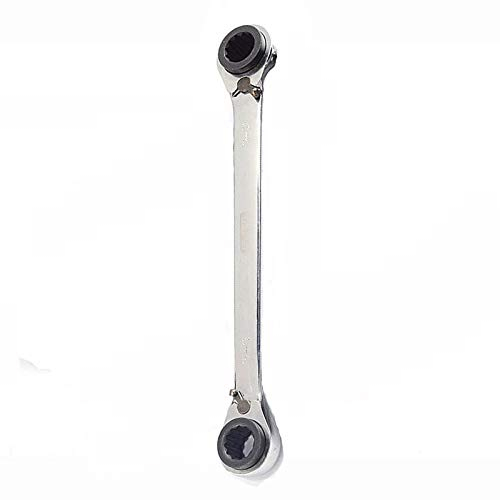 POWERTOOL - Llave combinada 4 en 1, doble extremo, llaves de trinquete de doble anillo métricas para reparación, plateado