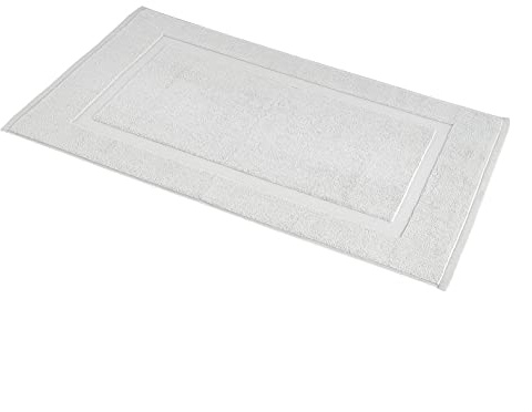 Amazon Basics Banded Bathroom Bath Rug Mat, 100% Cotton, 31 x 20 inches, Soft Silver