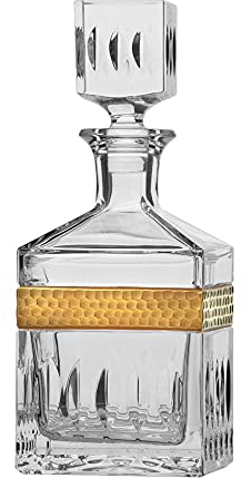 ARNSTADT KRISTALL Caraffa da whisky Bloom Gold (25 cm) in cristallo soffiato a bocca, levigata a mano, realizzata a mano in Germania