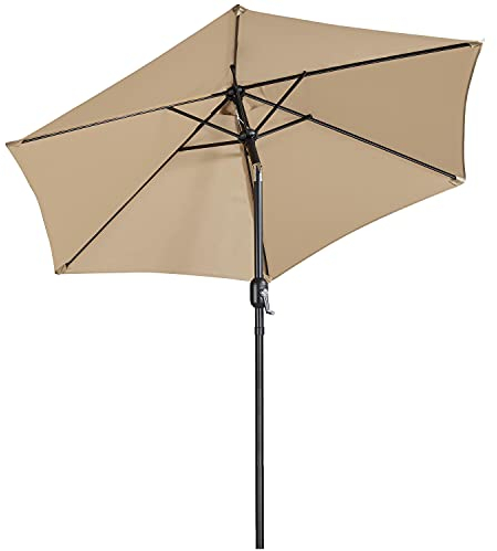Yaheetech Sonnenschirm 230 cm Gartenschirm Markschirm Rund 6 Rippen Terrassenschirm mit Kurbel UV-Schutz
