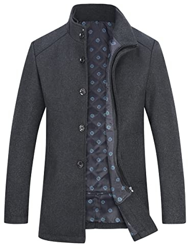 YOUTHUP Cappotto in Lana con Gilet da Uomo Invernale Cappotti Corto di Lana Casual Trench Coat