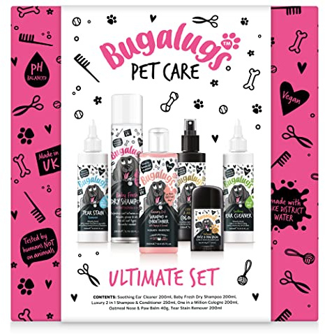 Bugalugs Gift Set For Dogs - Dog Shampoo, Detangle Spray, Cologne, Ear Cleaner, Eye Wash, Paw & Nose Balm and Dry Shampoo, Birthday Present, Christmas Gifts, Gifts For Her, Gifts For Him (Ultimate)