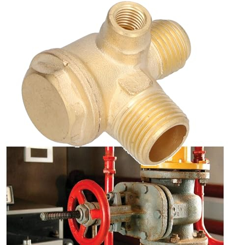 Telituny Luftkompressor-Rückschlagventil, Rückschlagventil 3-Wege-Messing-Gewindeanschluss Luftkompressor-Zubehör für Rohrverbindungswerkzeug Innengewinde 7mm Außengewinde 16mm 14 mm