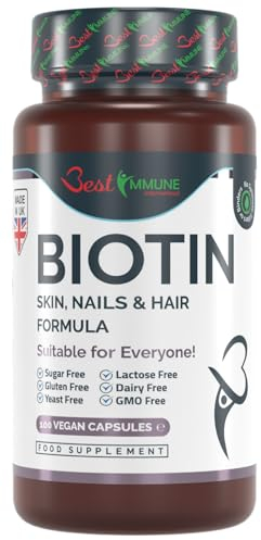 Best Immune Biotin Komplex für Haut Haare und Nägel 100 Vegane Kapseln Höchste Bioverfügbarkeit Für Allgemeines Wohlbefinden