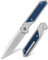 LOTHAR RAPTOR Klappmesser, 21.4CM Scharfe 14C28N Stahl Taschenmesser, Damast G10 Handle Einhandmesser mit Knopfdruck, EDC Messer, Gürtelclip, Ideal für Outdoor Enthusiasten (blau)