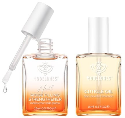Modelones Nagelhärter Extra Stark und Cuticle Oil Set 15ML Nagelpflegeöl für Nägel & Nagelhaut, Nagelpflegeprodukte fur Brüchige Nägel, Rillenfüller, Nail Repair, Nagelwachstumformeln, Nagelverstärker