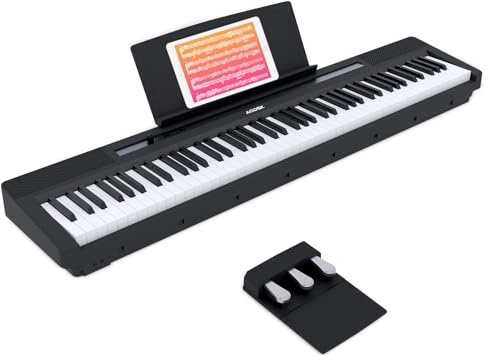 AODSK 88-Key Portable Weighted Digital Piano, Hammer Action, 3-Pedal
