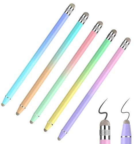5 Stück Touch Pen, Stift Für Tablet, Touchscreen Stift, Touchpen Für Alle Tablets, 2-In-1 Tablet Stift Mit 6.4mm/4.5mm Faser Spitzen, Kompatibel Mit Ipad, Android, Tablets Und Alle Touchscreens