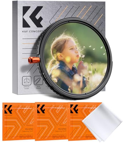 K&F CONCEPT Nano-Klear 62mm Filtro Variable ND2-32 & Black-Mist 1/4 & CPL,3 En 1 Función ND2-32 Densidad Neutra & Polarizador & Black Difusión 1/4 Filtro con 3pcs Paño de Limpieza