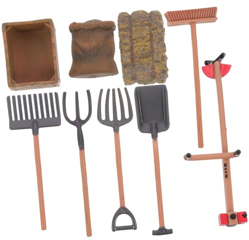 iplusmile Kit d'Outil Agricole Miniature en Plastique Léger 9 Pièces pour Décoration Maison et Chambre, Accessoires Amusants pour Jeux de Ferme Garçon et Filles