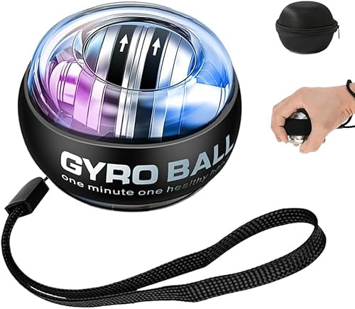 Vital Wrist Ball, Wrist Trainer Ball, Auto-Start Gyroscopic Forearm Exerciser, Strengthen Arms, Fingers, Bones and Muscles, Adjustable Resistance, with LED Lights (Black)