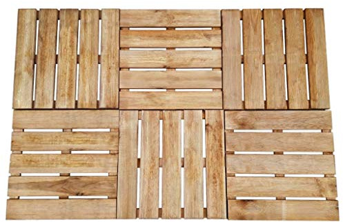 Mokuyary Terrassenfliesen 6 Stk. 50x50 cm Holz Braun Terrassenfliesen, Bodenbelag Balkonfliesen Balkonboden für Garten Terrasse Balkon