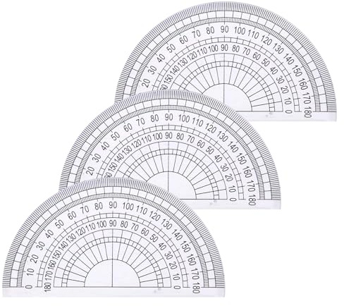 Plastic Protractor, 3 Pack Protractor 180 Degree Geometry Angle Measuring & Drafting Tools for Students Teachers Office School for Math Angle Measurement with Semicircle