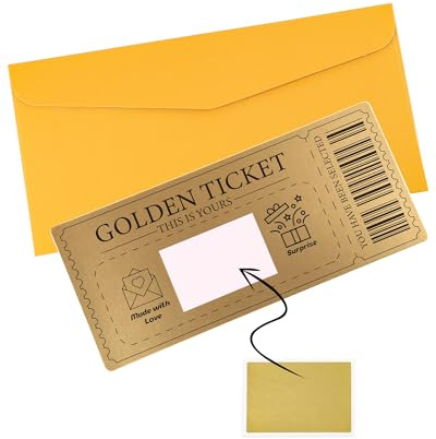 Acual Golden Ticket Scratch-off Cards with Envelopes