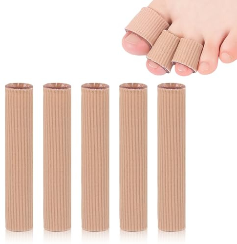 5 Piezas Protector Dedos Pie, Protector Dedos Pie de Silicona Cortables, Vendaje Tubo Protección de Dedo, Almohadillas Protección Callos, Ampollas, Durezas, Color Piel, 10 x 2 cm