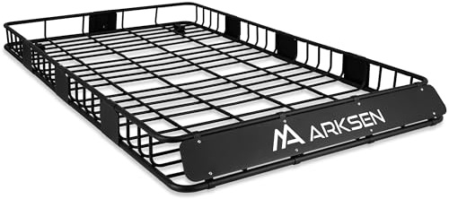ARKSEN 84 x 50 x 6 Inch Universal Extra Wide 150LB Heavy Duty Roof Rack Cargo with Extension Car Top Luggage Holder Carrier Basket for SUV, Truck, & Car Steel Construction