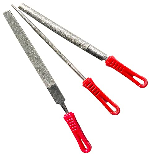 SI FANG Lot de 3 limes diamantées comprenant des limes demi-rondes/plates/rondes, 150 mm avec revêtement diamant pour le travail du métal, bijoux, carrelage, pierre