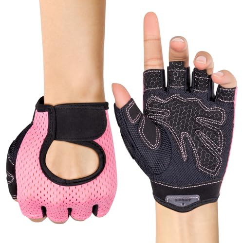 MELLIEX Guantes Gimnasio para Hombres y Mujeres, Transpirables Guantes Gym, Antideslizante Guantes Fitness para Culturismo, Gimnasio, Ejercicio, Crossfit Antideslizante, Rosa(L)