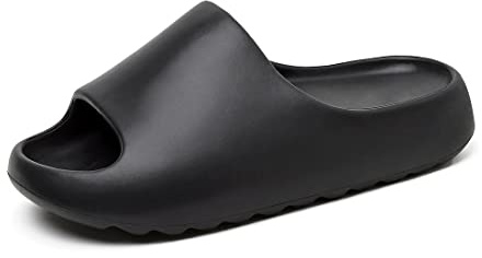 Rumkok Sandalias Mujer Hombre Almohada Diapositivas Verano Casual Playa Pantuflas on Cloud Ducha Baño Chancletas Playa Zapatos, Negro, 40 EU