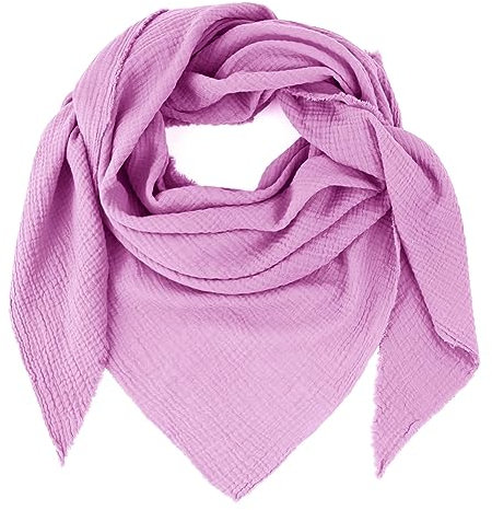 Glamexx24 Damenschal Musselin Dreieck Schal, XXL Schal verschiedenen Farben Halstuch Winterschal aus Baumwolle Hergestellt in Italien (Pink Lila)