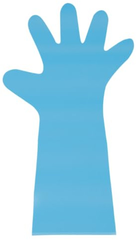 BICAP 100 Stück PE Handschuh extra lang 50 cm Universalhandschuh 30 my (Blau)