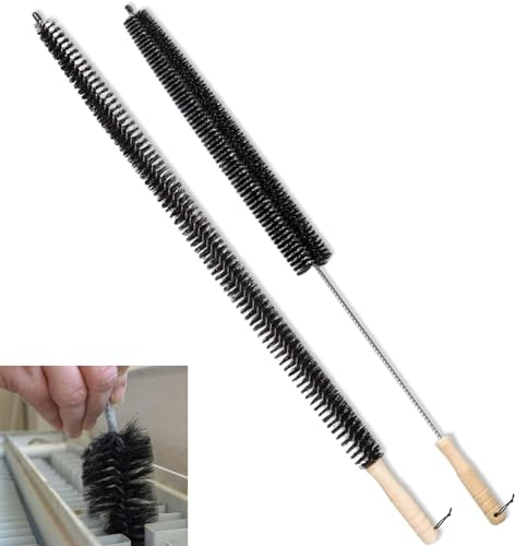 2 Pack Radiator Cleaner Brush, Radiator Brushes For Cleaning, Radiator Cleaner Brush with Hanging Hook Loop Multi Purpose, Flexible, Efficient and Easy Cleaning of Home and Office (Black)