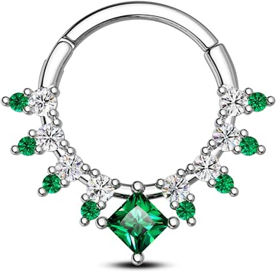 CM Crareesi Mania Bijoux de Piercing pour Cloison Nasale CZ Transparente Anneau de Septum Clicker Septum Bague Hoop Acier Inoxydable 316L Piercing Daith Bijoux 16G Hélice Cartilage Boucles d'oreilles