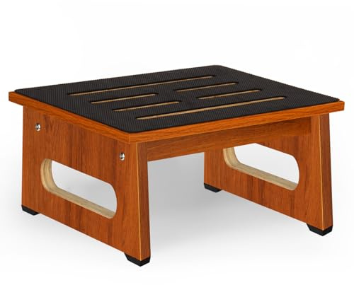 Uno sgabello in legno da 6,9 pollici per adulti e anziani con cuscinetto in gomma antiscivolo, per interni ed esterni, supporto portatile in legno per bagno, cucina, comodino e altro ancora