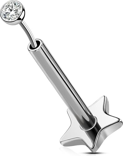 OUFER Kroppspiercing 16 g helix piercing smycken titan tragus örhängen trådlösa platt baksida örhängen knopptryck i öronpiercing helix dubb broskstång 5/6/8/10/12 mm tragus piercing smycken, 10mm,