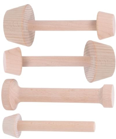 UTHCLO Wooden Tart Tamper Set 4 pcs Double-Sided 14.00X4.00X4.00cm | Wooden Material, Light Brown Finish, Home Baking, Parties and Gatherings
