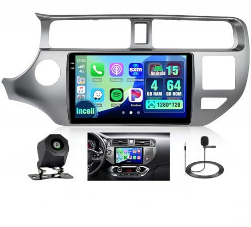 4+64G Android Autoradio med skärm för KIA Rio 2012-2015 Trådlös Carplay, Autoradio med Navi 9 Tum Incell skärm Android Auto/FM/RDS/Backkamera