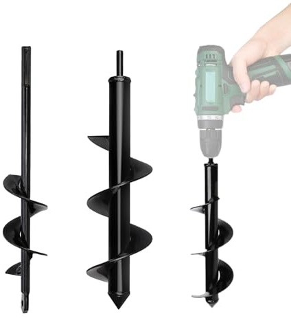 Fence Post Auger, Garden Auger Drill Bit, Auger Post Hole Digger 2 sizes 4x22cm&8x30cm, Heavy Duty Garden Spiral Auger Drill Bit for Gardening Planting, Bulb Planting, Umbrella Hole, Mixing Fertilizer