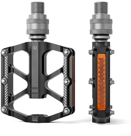 Snabbfrigörande cykelpedal för Brompton hopfällbar cykel, 3-lagers design med dubbelgängade skruvar och 12 halkfria spikar i rostfritt stål för säker och stabil pedalering (svart)
