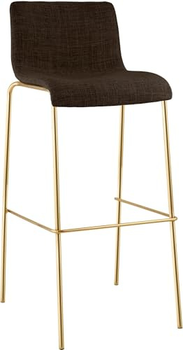 CLP Sgabello Bar con Schienale Hover, Impilabile con Rivestimento in Tessuto, Struttura in Metallo Effetto Oro, Regge Fino a 150 kg, Colore:Marrone