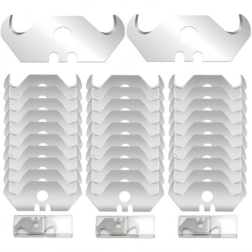 Lama a Uncino, Lame a Gancio, Lame Trapezoidali, Lame Sostitutive Safety Cutter Extra Affilata Inclusa in Una Scatola di Conservazione Adatte a Coltelli da Taglio e Coltelli Multiuso (30PCS)