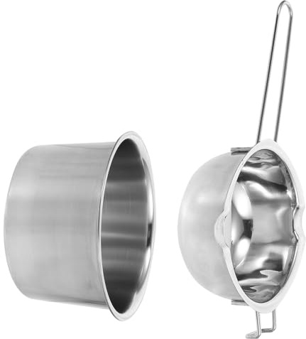 OFFIGAM Pentola per Sciogliere Cera e Burro in Acciaio Inox 600Ml Set Bagnomaria Pentola Esterna 16Cm per Cucina Pasticceria e Ristorazione Uso Professionale