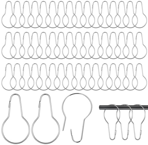 50 Pcs Ganchos Cortinas Ducha, Anillos de Metal para Barra de Duchas, argollas para Cortinas, Anillos de Cortina de Metal para Cortinas de baño, Barras