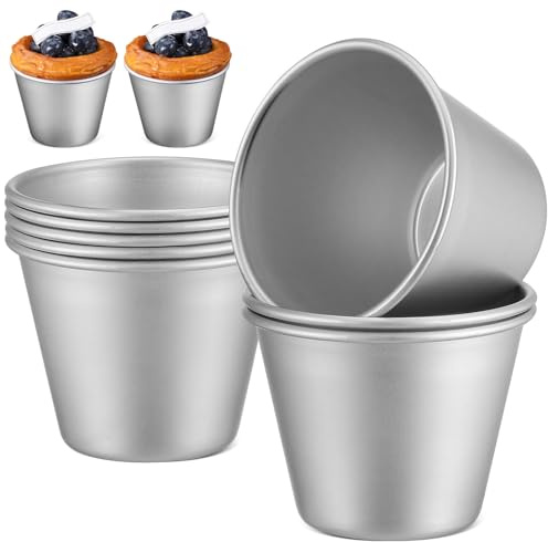Generic Cupcake Mould Muffin Tin 8 Pcs Aluminum Pudding Molds Ramekins Cups Souffle Baking Set for Home Baking
