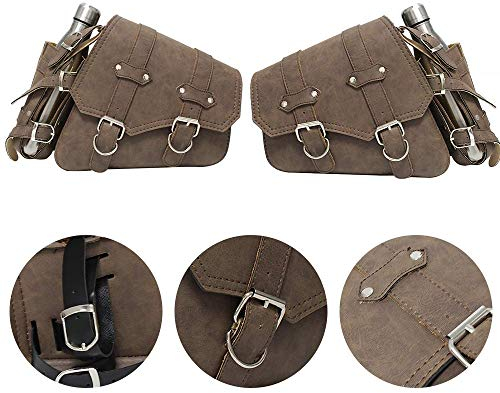 KYN Braun Universal Motorrad Links + Rechts Satteltasche Wasserdicht Werkzeugtasche Gepäck Tasche Dreieck Ledertasche Für Harley Sportster Suzuki Yamaha Honda